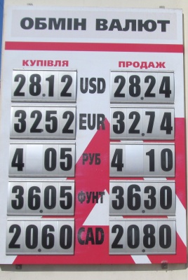 Курс валют у Чернівцях на 31 серпня