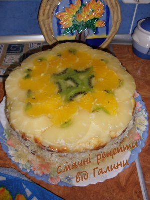 Заварний торт із фруктами