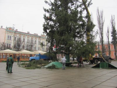 У Чернівцях встановлюють ялинку