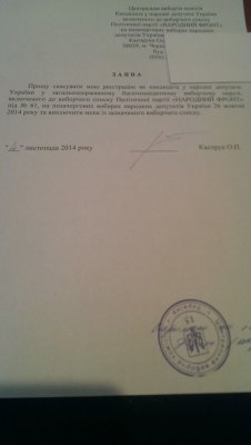 Каспрук офіційно відмовився від депутатства