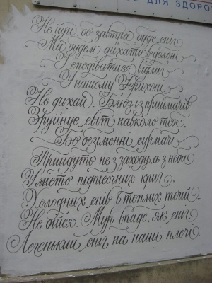 Молодь розписала поетичними рядками занедбану стіну в центрі Чернівців (ФОТО)