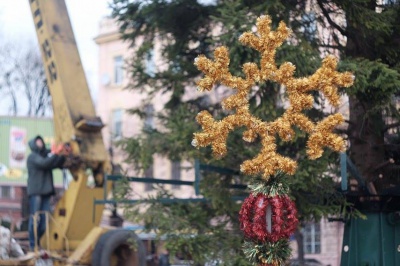 У Чернівцях почали прикрашати новорічну ялинку (ФОТО)