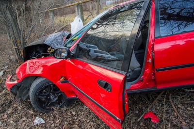 У Чернівцях іномарка врізалась у дерево: двох людей госпіталізували (ФОТО)