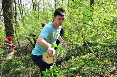 У Чернівцях нардеп Бурбак з чиновниками прибрали парк і відвантажили дрова учаснику АТО (ФОТО)