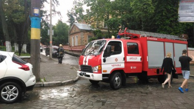 Буревій у Чернівцях: на вулиці Буковинській дерево впало на автомобіль (ФОТО)