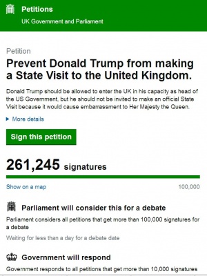У Великої Британії збирають підписи, за заборону візиту Трампа