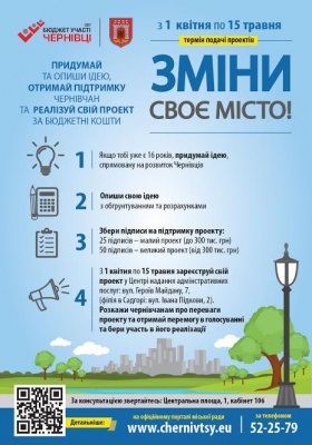 Чернівчан закликають брати участь у проекті «Бюджет участі»