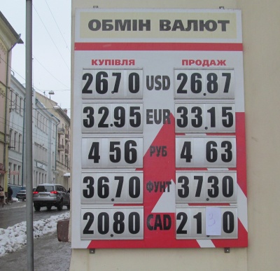Курс валют у Чернівцях на 14 лютого (ФОТО)