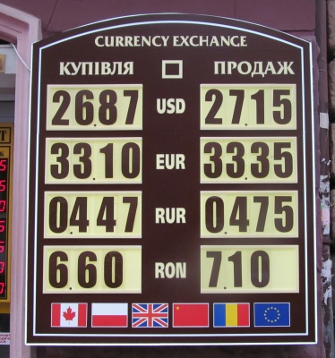 Курс валют у Чернівцях на 21 лютого (ФОТО)