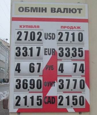 Курс валют у Чернівцях на 22 лютого (ФОТО)