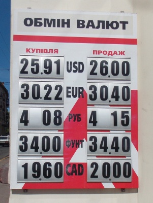 Курс валют у Чернівцях на 31 травня
