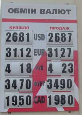 Курс валют у Чернівцях на 30 липня