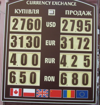 Курс валют у Чернівцях на 20 серпня