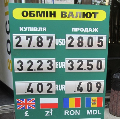 Курс валют у Чернівцях на 29 серпня