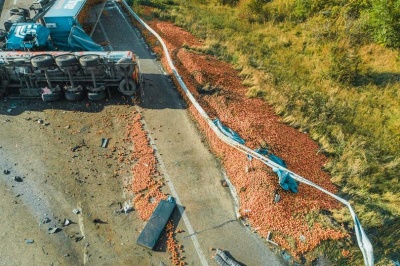 У Київській області молоковоз протаранив фуру з яблуками - фото