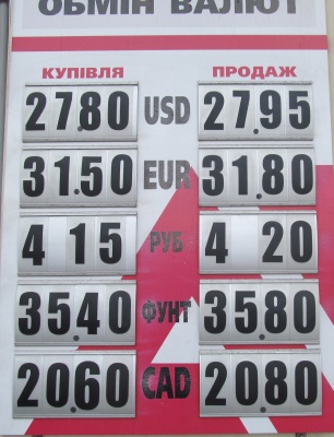 Курс валют у Чернівцях на 20 листопада