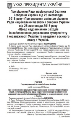 «Урядовий кур’єр» опублікував указ про воєнний стан