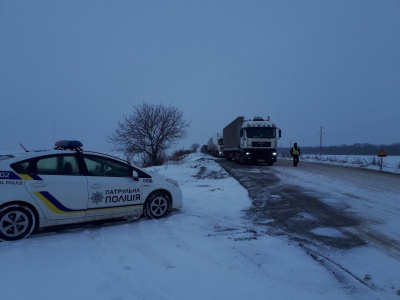 Снігова негода на Буковині: десятки фур зупинились і стоять в заторі на автотрасі - фото