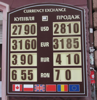 Курс валют у Чернівцях на 9 січня
