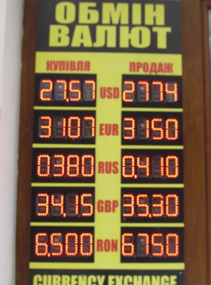 Курс валют у Чернівцях на 23 січня