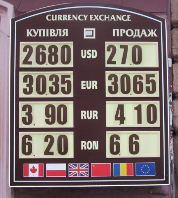 Курс валют у Чернівцях на 27 лютого