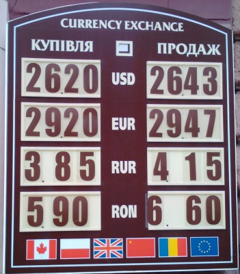 Курс валют у Чернівцях на 15 травня