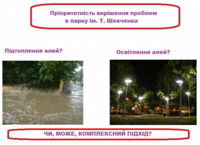 У Чернівцях замість вирішення проблеми підтоплення парку, у ньому ж відремонтують систему освітлення