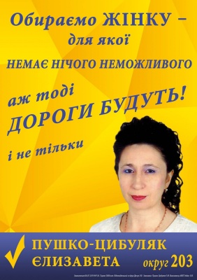 Жінка, для якої немає неможливого: кандидат від 203 округу Єлизавета Пушко-Цибуляк*