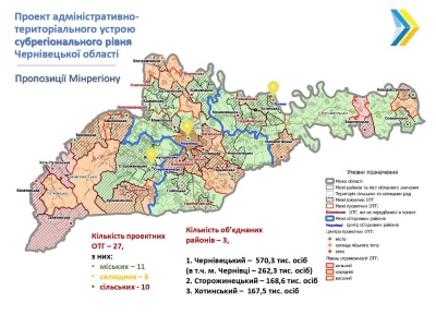 Скорочення районів Буковини: в уряді показали проект нового поділу