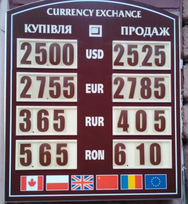 Курс валют у Чернівцях на 22 серпня