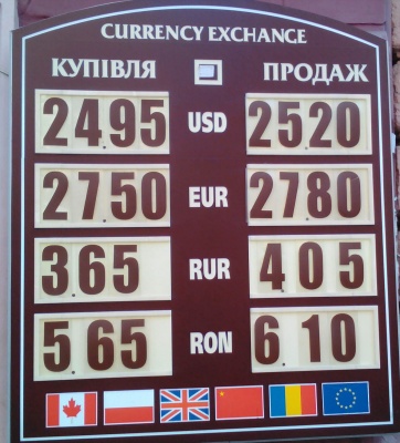 Курс валют у Чернівцях на 23 серпня