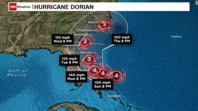 Ураган Доріан, який загрожує США, посилився до найпотужнішої категорії