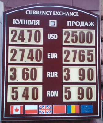 Курс валют у Чернівцях на 30 жовтня