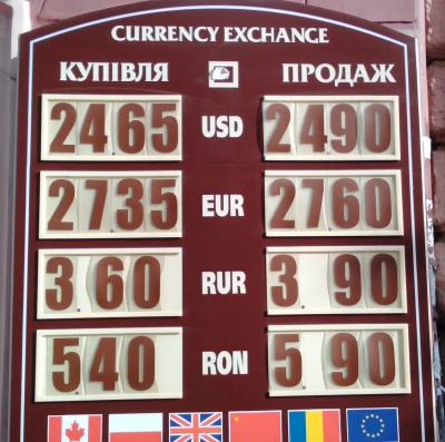 Курс валют у Чернівцях на 31 жовтня