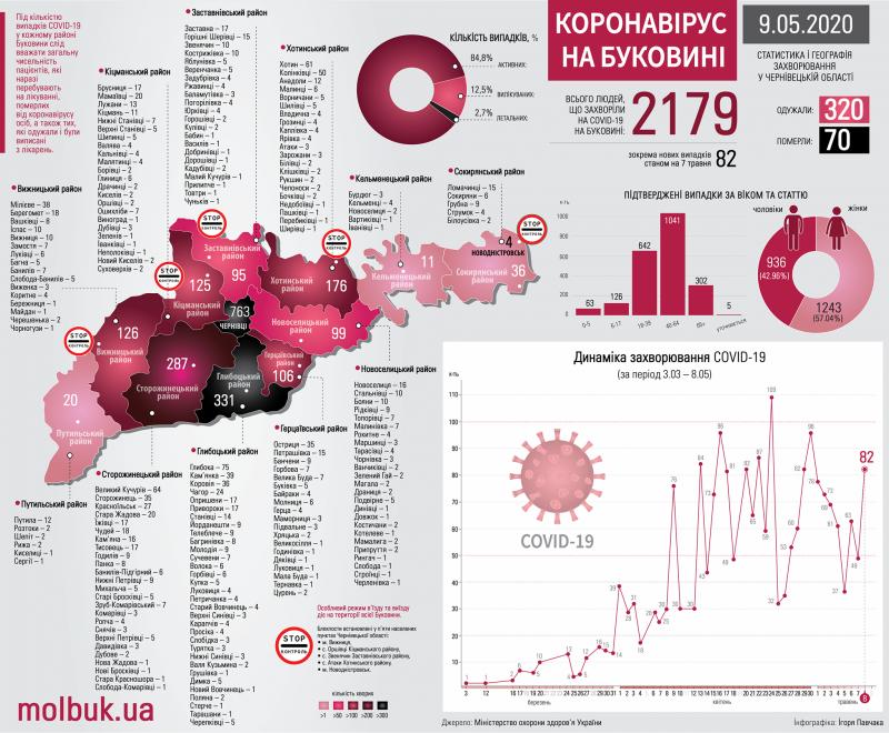 COVID-19: усі села і міста Буковини, де виявили хворобу – інфографіка