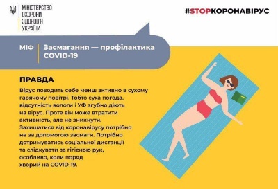 У МОЗ розповіли, чи врятує засмагання на сонці від зараження коронавірусом