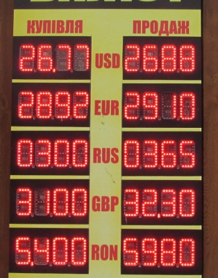 Курс валют у Чернівцях на 26 травня