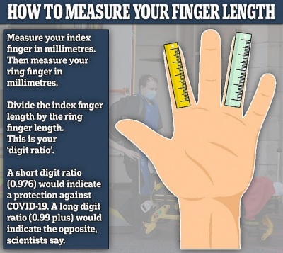 Вчені вивели закономірність між довжиною безіменного пальця і рівнем смертності від COVID-19