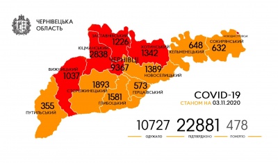 Понад 200 нових хворих у Чернівцях: географія поширення COVID-19 на Буковині