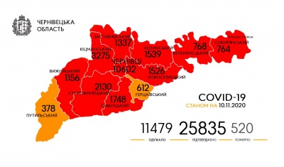 Понад 200 хворих - чернівчани: географія поширення нових випадків COVID-19 на Буковині