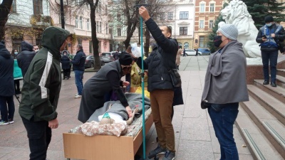 У Чернівцях понад півсотні людей вийшли на пікет до ОДА на підтримку буковинських медиків – фото